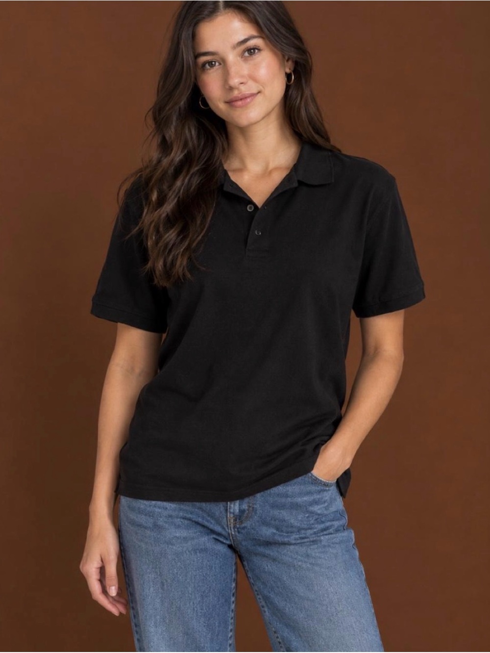 Banana Republic Black Short-Sleeve Polo Top